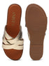 GNIST Comfy Strappy Slip on Gold Flats